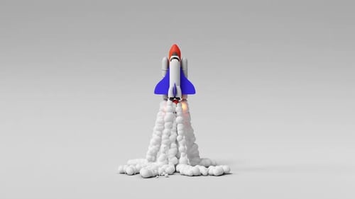 3D Stylized Rocket Liftoff Launch Animation
