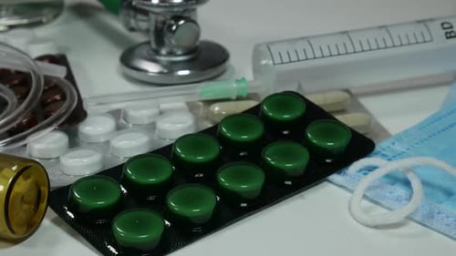 Medical Supplies and Pills Still Life
