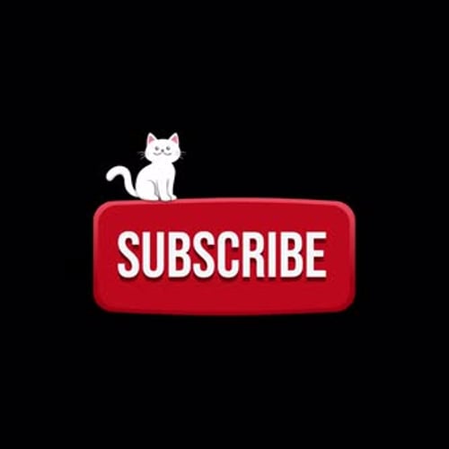 Animated Subscribe Button with Cute Cartoon Cat