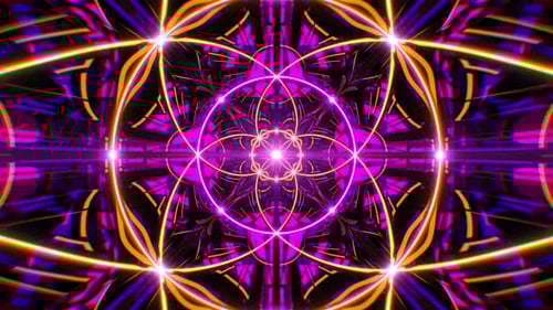 Vj Loop Background Of Yellow and Purple Geometric Shape Trippy Art