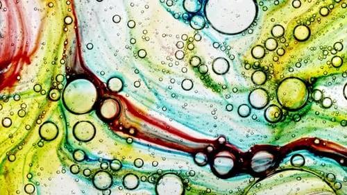 Abstract Colorful Paint Ink Swirl Texture Background Molecule Bubble Cluster Fluid Art Acrylic