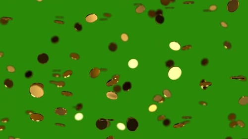 Falling Golden Coins Loop Animation on Green Screen