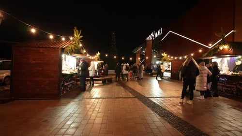 Rivne Ukraine December 17 2022 New Year's Fair Near the Christmas Tree