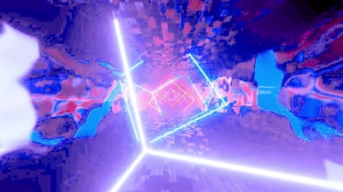 Neon lights intersect in digital space