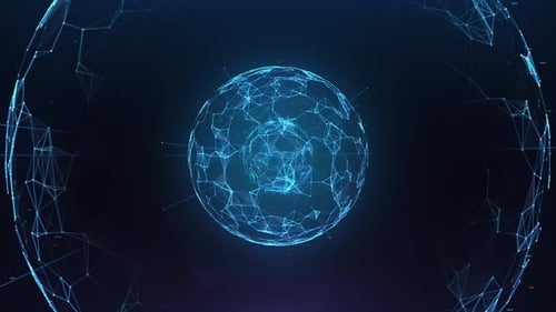 Animated Futuristic Digital Plexus Sphere Background