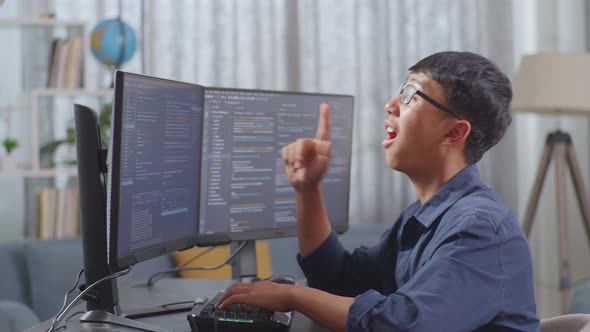 Young Man Typing Computer Code at Desk, Technology Stock Footage ft ...