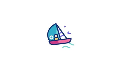 Animated Modern Sailboat Icon Cruising on Water