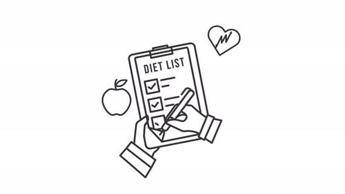 Outline Diet Checklist Icon Animation | Healthy Plan Loop with Alpha