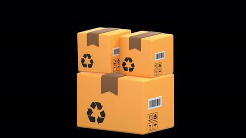 delivery box 3D Animation, Alpha Channel, Transparent Background