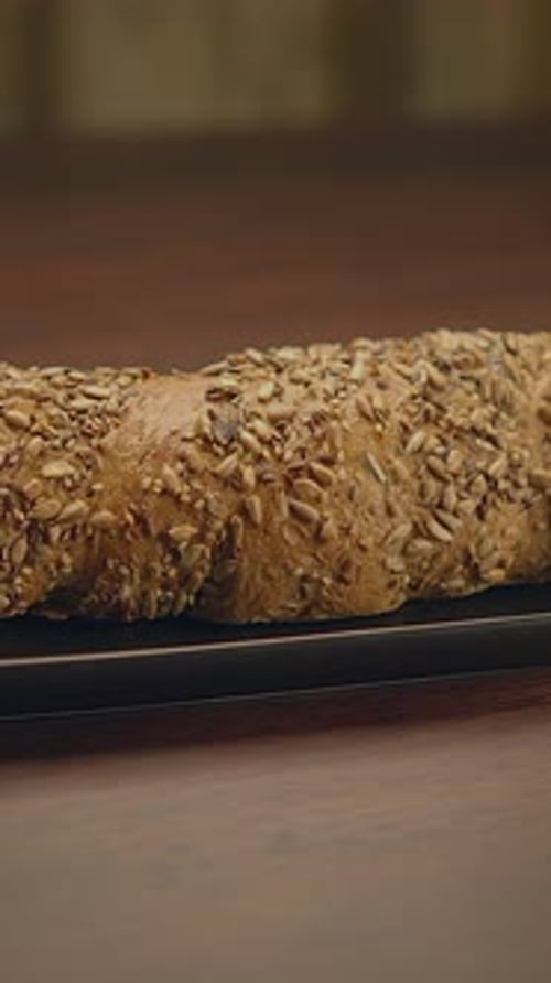 Rustic Multigrain Baguette on a Table