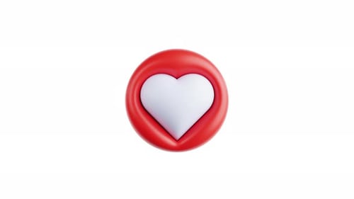 3D Animated White Heart with Red Rotating Ring
