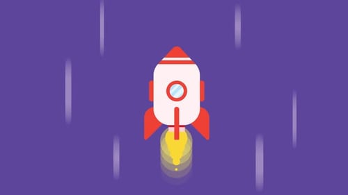 Animation of flying rocket.
