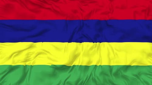 Mauritius National Flag Waving in Realistic Fabric Animation