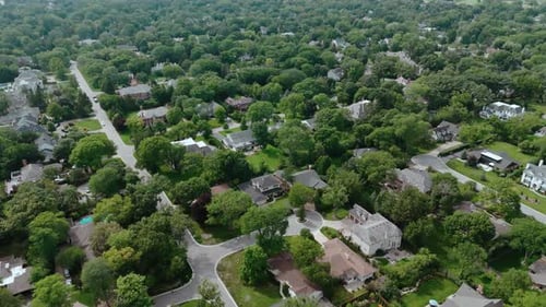 Above Drone Shot Residential Houses in Suburb Near City Real Estate Shot View