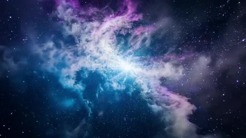 Animated Space Nebula Background with Shining Stars and Light Burst
