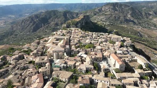 Aerial video of Italian Medieval village of Gerace, Calabria