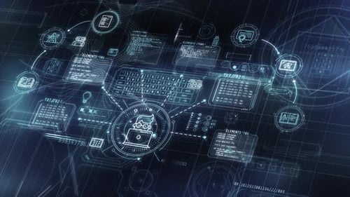 Depiction of Digital Data Processing in Virtual Space