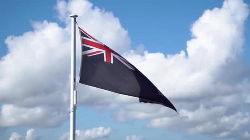 New Zealand flag waving in wind