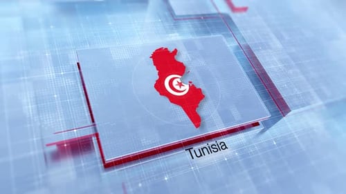 Tunisia Map and Flag Reveal Corporate Broadcast