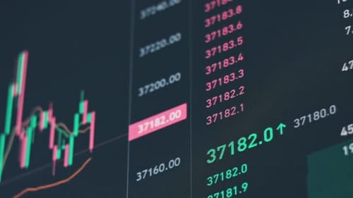 Stock Market Data Fluctuation on Screen