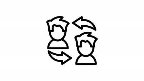 Animated Icons of People Exchanging with Rotating Arrows