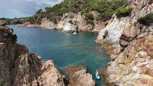 Vista aérea de la costa de Lloret de Mar, España