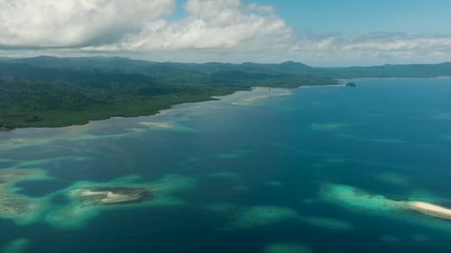 Tropical Island with Blue Sea and Sandbar Philippines