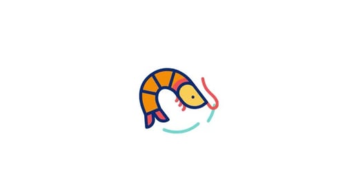 Animated Minimalist Wiggling Shrimp Icon