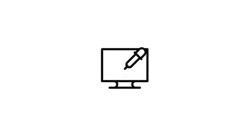 Minimalist Eyedropper Tool Icon Animation on Monitor