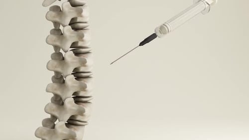 Medical Syringe Injecting into Spinal Vertebra 3D Animation