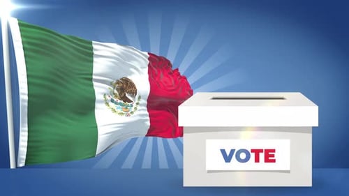 Mexico Flag And Voting Box Presidential Election 2024