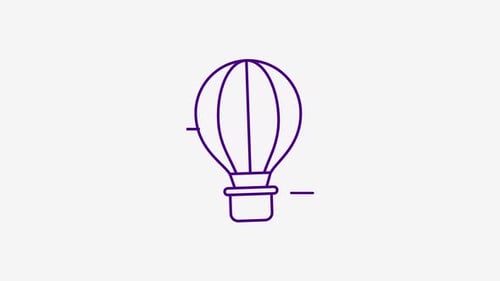Minimalist Line Art Hot Air Balloon Animation
