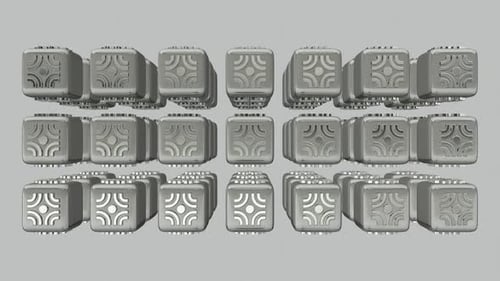 Luxus-Hintergrund mit rotierenden silbernen Würfeln, exklusiv, 3D-Render, Figuren, Reflexion