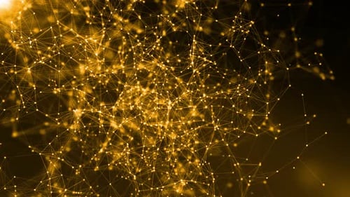 Abstract Golden Plexus Network Looping Digital Background