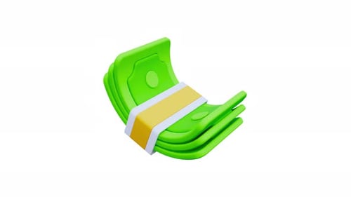 Looping 3D Green Banknotes Icon Animation