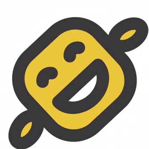 Animated Flat Design Smiling Yellow Face Icon Looping Rotation