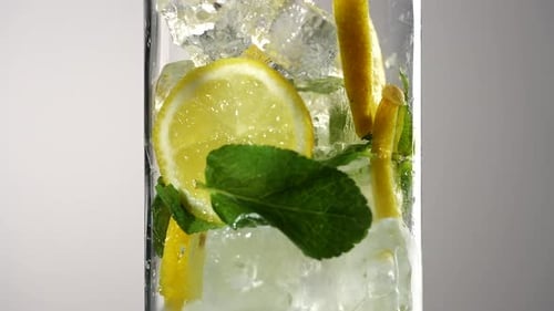 Refreshing Lemon and Mint Infused Water Close Up