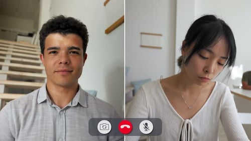 Two Participants in a Split Screen Chat Online