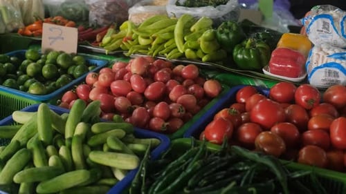 Colorful Vegetables Assortment on Market Display