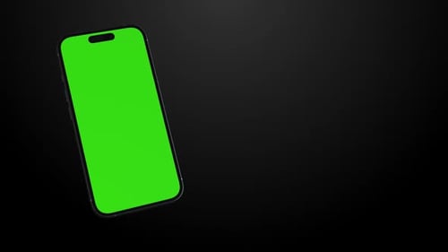 Minimalist Smartphone Mockup with Green Screen on Dark Background v2