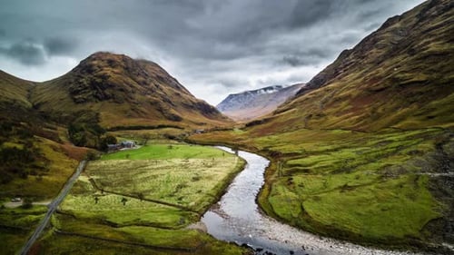Aerial View Of Landscape In Scotland