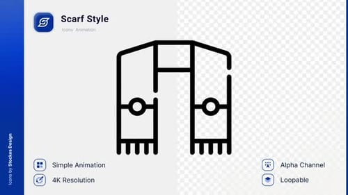 Minimalist Line Art Scarf Icon Animation Loop