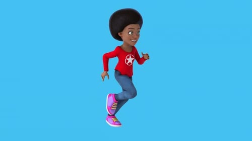 Fun 3D cartoon girl running (with alpha channel included)