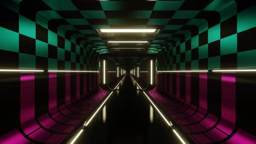 Cyan And Pink Futuristic Corridor Background Vj Loop In 4K