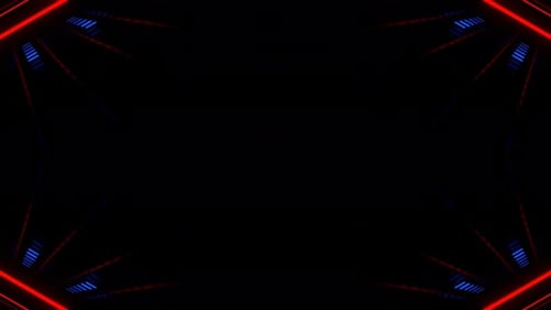 Red And Blue Kaleidoscopic Flashing Geometric Glowing Pattern Background Vj Loop In 4K