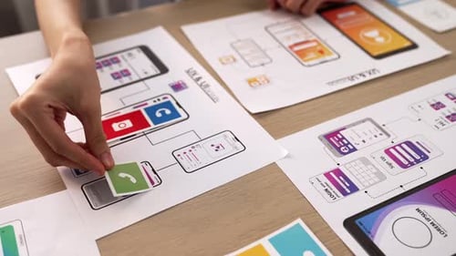 Panoramavideo des Mitarbeiterplans eines Startup-Unternehmens auf der Benutzeroberfläche. Synergetisch
