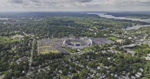 Annapolis Maryland Aerial v11 flyover residential neighborhood capturing Navy-Marine Corps Memorial