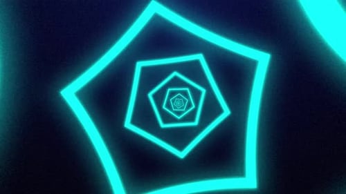 Abstract Neon Pentagon Tunnel Loop Animation