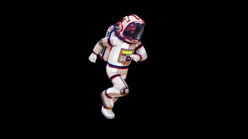3D-Astronaut läuft im Raumanzug.