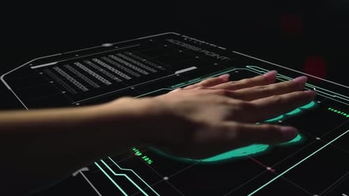 Handprint Scan Denying System Access Launching Unsuccessfully Identification. Protection Program Ban